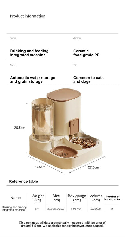 Automatic Cat Feeder & Water Dispenser – Large Capacity Dry & Wet Food Container
