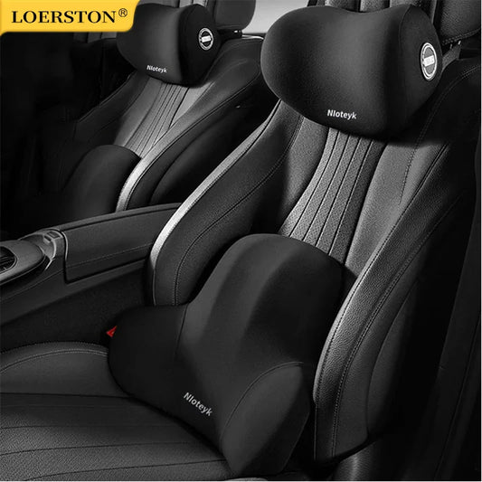 Memory Foam Car Neck & Lumbar Support Cushion – Universal Car Seat Pillow for Neck and Waist Comfort