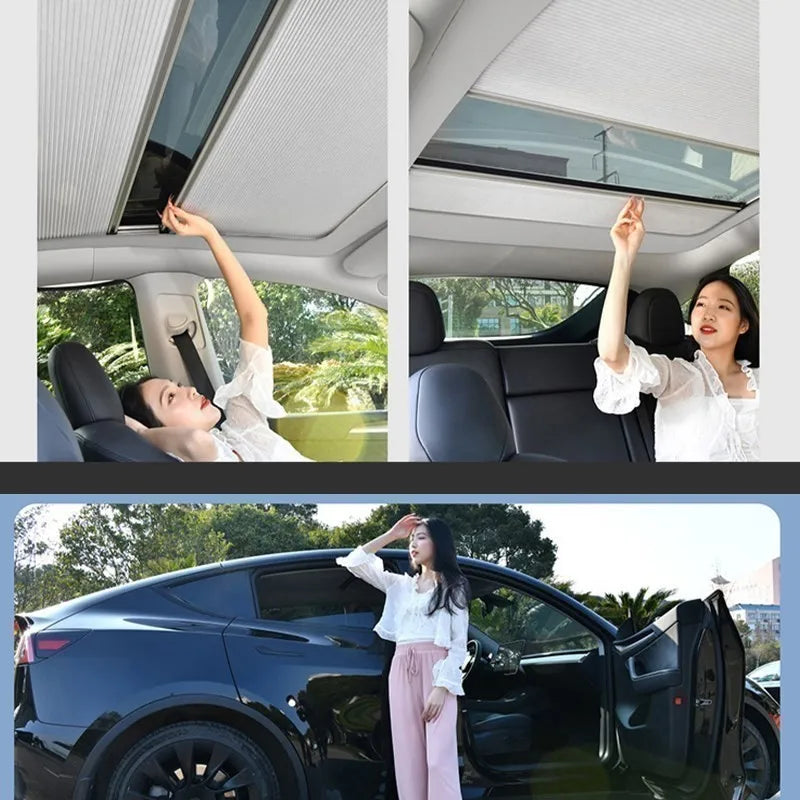 Magnetic Sunshade for Tesla Model Y 2022–2024 – Front & Rear Glass Roof Skylight Sunroof Accessory