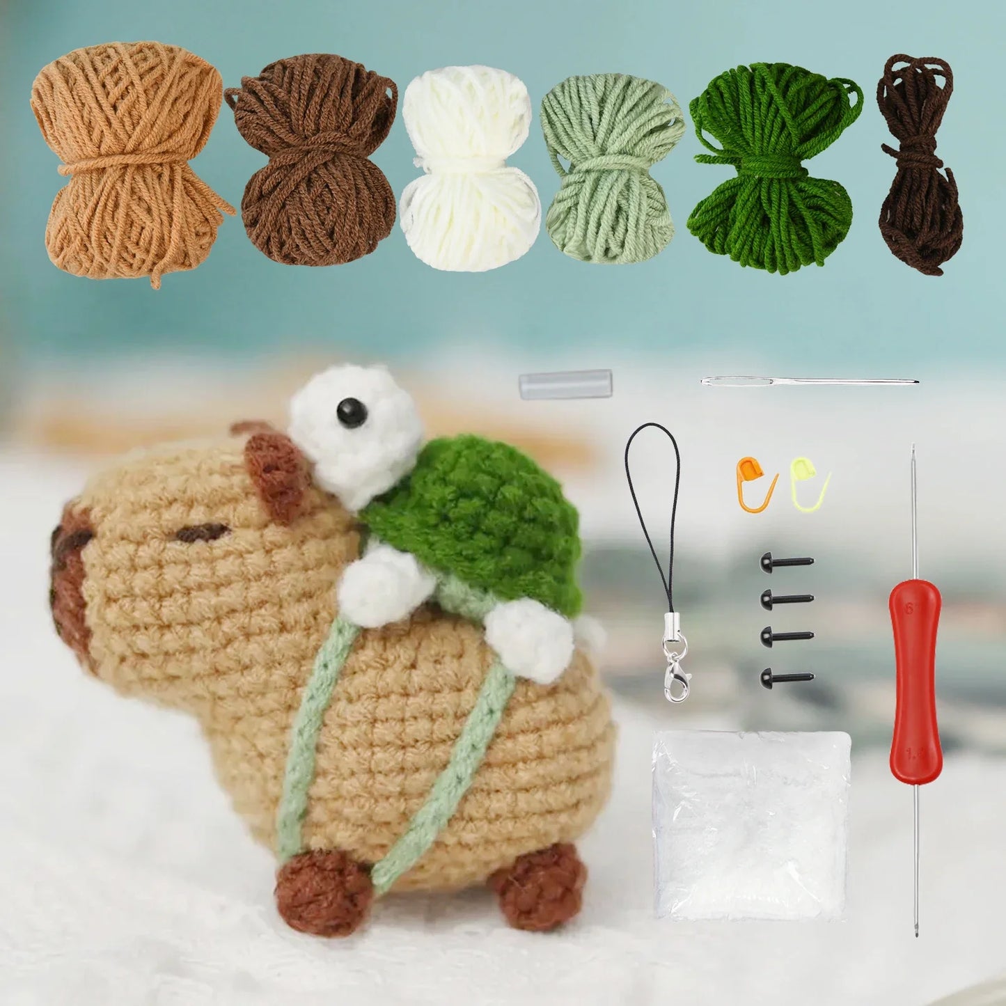 Capybara Crochet Kit – Cute Animal Crochet Set for Beginners, Perfect Christmas Gift for Craft Lovers