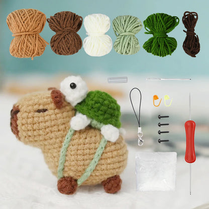 Capybara Crochet Kit – Cute Animal Crochet Set for Beginners, Perfect Christmas Gift for Craft Lovers