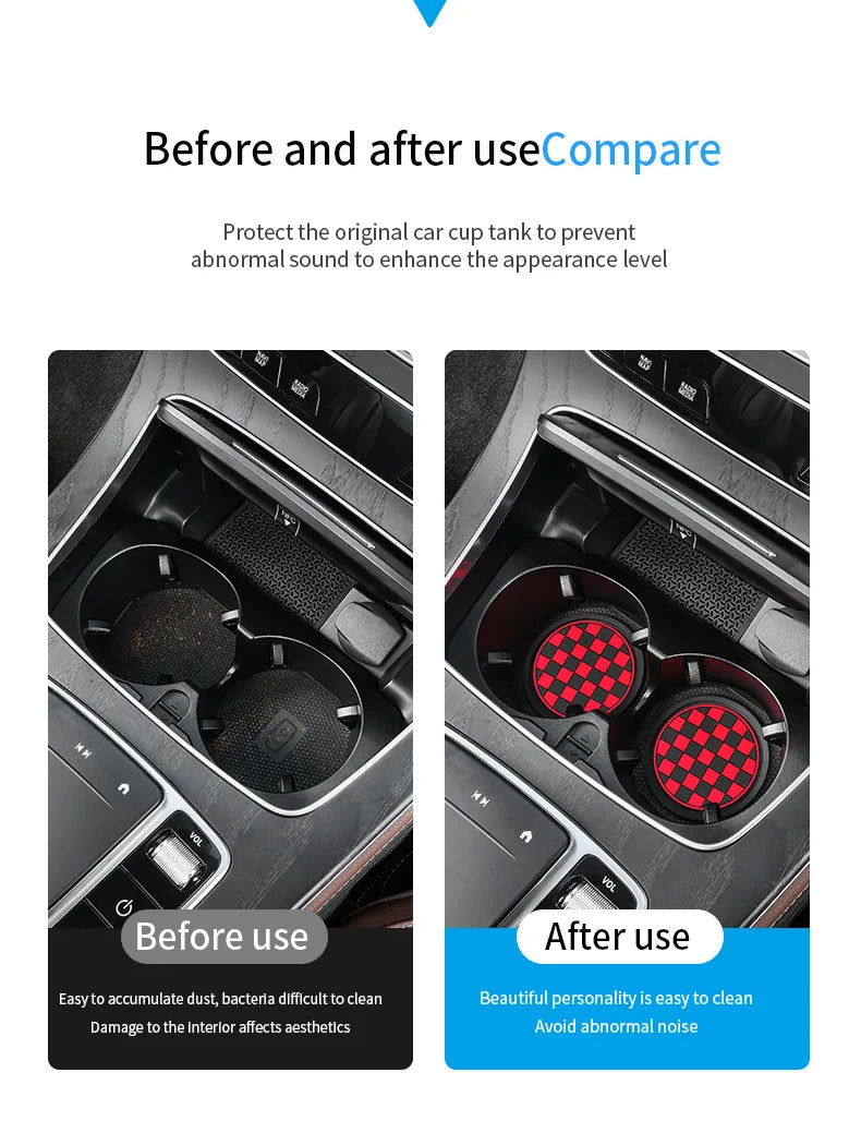 2pcs Car Cup Holder Anti-Slip Coasters — Premium PVC Universal Fit, Interior Accessories for Most Vehicles