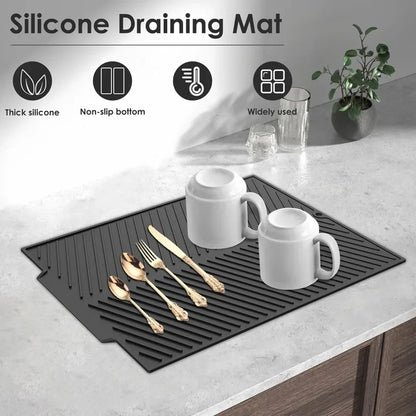 WCIC Silicone Draining Board Mat | S/M/L Folding Dish Drying Pad, Heat Resistant, Eco-Friendly for Pots & Cups