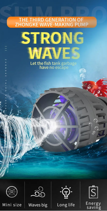 ZKSJ Mini Slim 2000/3000 Aquarium Wave Maker – 3rd Gen Circulation Pump with 3 Wave Patterns, No Controller