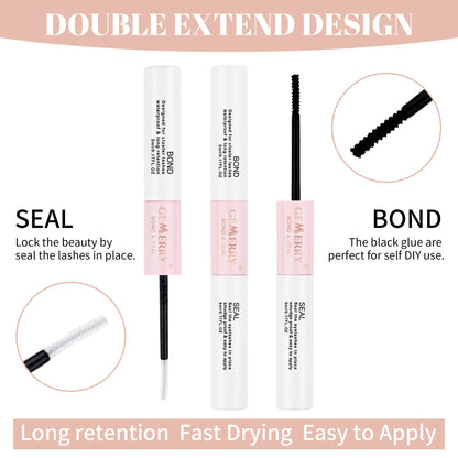 GEMERRY 10ml 2-in-1 Lash Bond & Seal Glue — Waterproof Long-Lasting Adhesive for DIY Cluster Eyelash Extensions