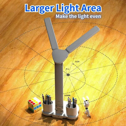 180° Rotatable Foldable LED Clock Desk Light: Eye Protection Reading Night Light, USB Rechargeable/Plug-in Dimmable Desk Light