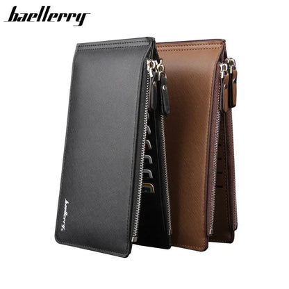 Large Capacity 16-Slot Leather Wallet for Men – Bifold Money Purse with Coin Pocket, Fashionable Brand