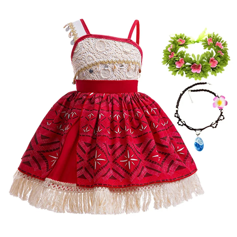 Disney Moana Princess Dress - Girls Vaiana Ocean Adventure Halloween Cosplay Costume
