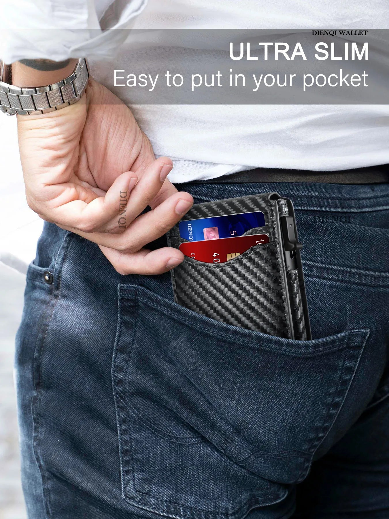 Carbon Fiber RFID Men’s Wallet — Slim Anti-Theft Credit Card Holder