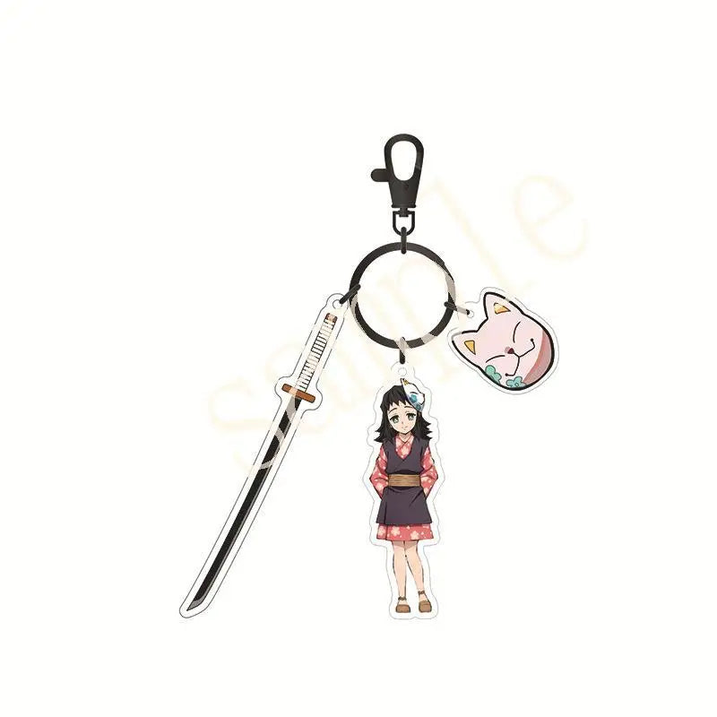 Anime Demon Slayer Acrylic Keychain – Tanjiro & Nezuko Kamado Cartoon Schoolbag Pendant Character Charm Kids Gift Accessories