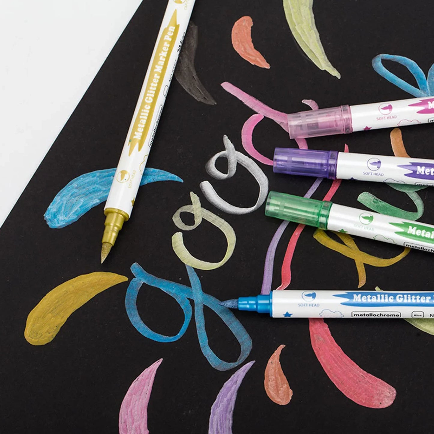 10PCS Dual Tip Metallic Marker Pens — Brush & Fine Nibs for DIY Cards, Scrapbooking, Art Supplies, Back-to-School