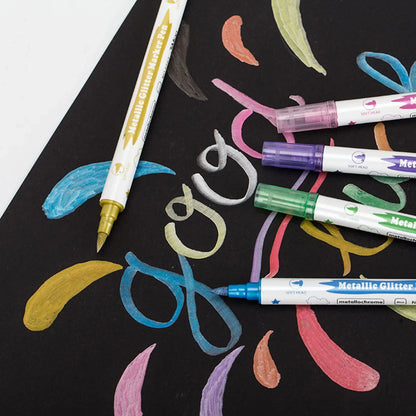 10PCS Dual Tip Metallic Marker Pens — Brush & Fine Nibs for DIY Cards, Scrapbooking, Art Supplies, Back-to-School