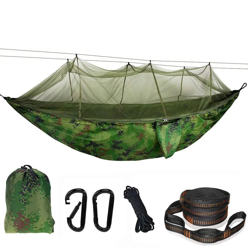 Lightweight Camping Hammock with Mosquito Net - Breathable 210T Nylon Outdoor Hammock