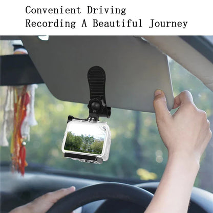 Car Camera Mount Sun Visor Clip – Holder for GoPro Hero 9-13, DJI Osmo Action 3-5 & Insta360 X3/X4 Accessories