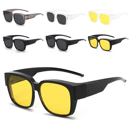 UV Protection Fit Over Glasses Sunglasses - Polarized Wrap Around Square Shades | Wearable Over Prescription Glasses