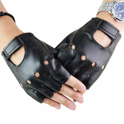 DOMEN Unisex Half Finger Synthetic Leather Gloves – Riding, Driving, Fitness & Motorcycle Gloves