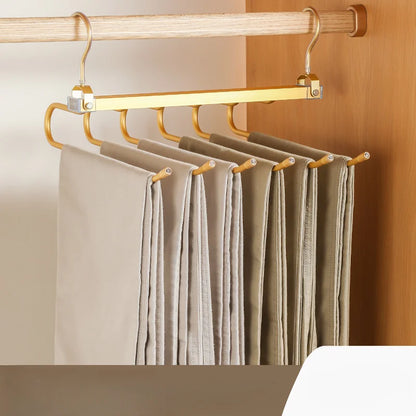 6-Layer Aluminum Pants Hanger – Space-Saving Heavy-Duty Organizer for Jeans, Skirts & Trousers