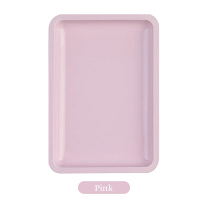 Square Stainless Steel Cosmetic Storage Tray – Nail Art Manicure Plate for Tools & False Nails