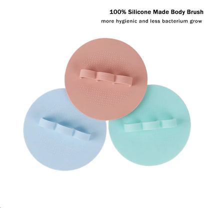Silicone Body Scrubber with Natural Bristles – Skin Exfoliating Shower Sponge & Bath Brush