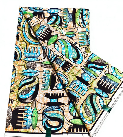 New Grand African Wax Fabric - 6 Yards Cotton Ankara Batik Pagne with Golden Shine Finish for Dresses & Sewing