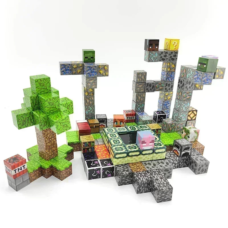 Magnetic Building Blocks Set – Mine World Cube Magnet, STEM Toy for Kids 3+, DIY Model, Best Montessori Sensory Gift