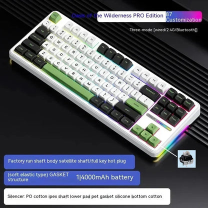 AULA F87 Pro Tri-Mode Mechanical Keyboard – 2.4G/USB/Bluetooth, 87-Key, 5-Layer Silencing, Ideal for Gaming & Typing