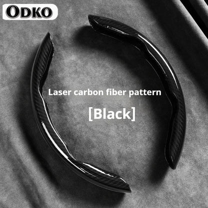 2-Piece Carbon Fiber Silicone Steering Wheel Cover — 38cm (15 Inch) Anti-Skid Car Accessory
