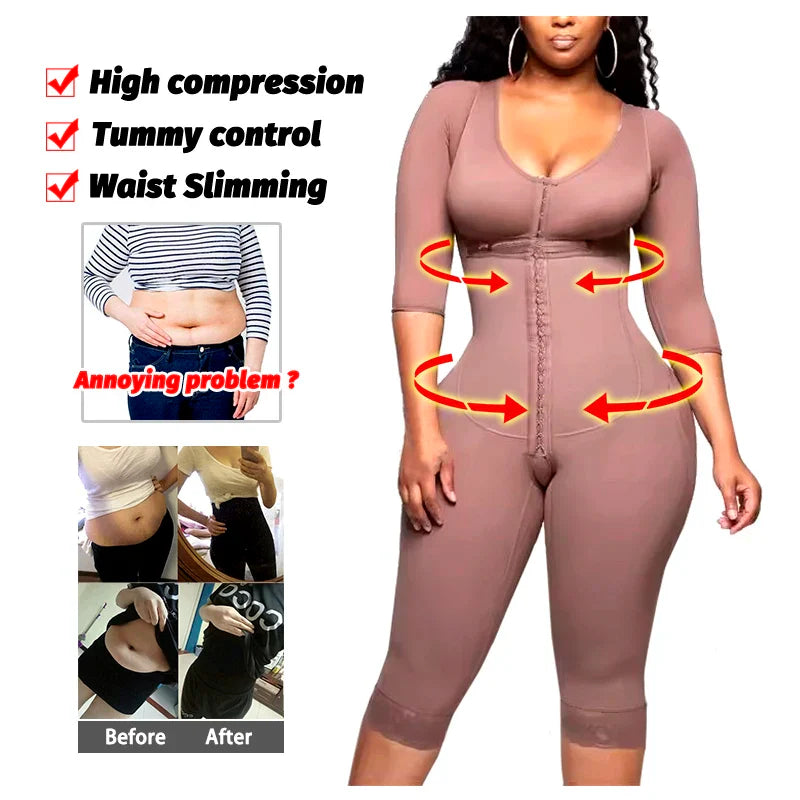 Colombian Full Body Shapewear Bodysuit High Compression Waist Trainer Postpartum & Post-Surgery Body Shaping Slimmer Garment