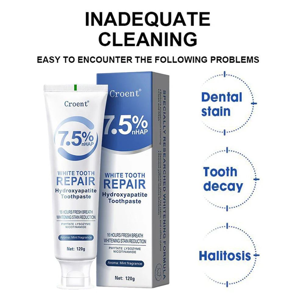 120g Hydroxyapatite Toothpaste – Gentle Mint, Whitening & Stain Removal Oral Care