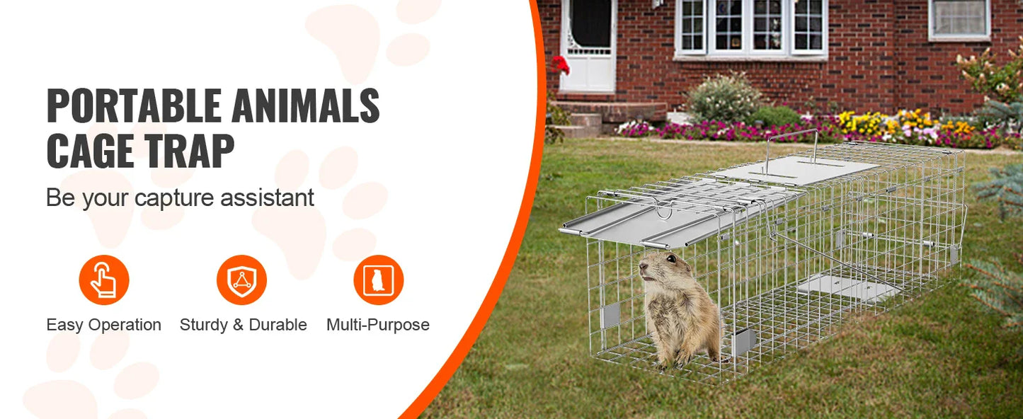 SucceBuy Humane Live Animal Cage Trap – Folding Handle for Cats, Rabbits & Rodents