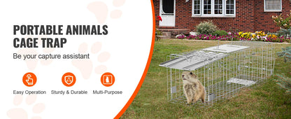 SucceBuy Humane Live Animal Cage Trap – Folding Handle for Cats, Rabbits & Rodents