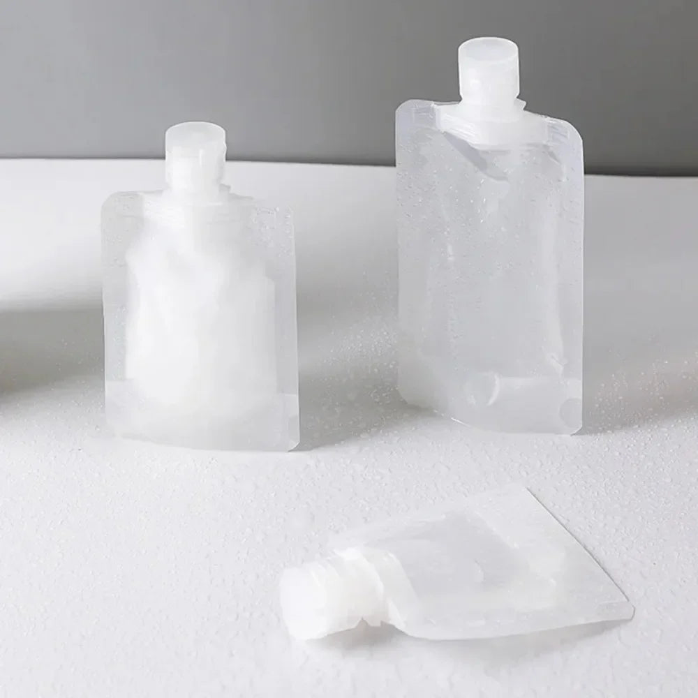 5pcs Travel Refillable Squeeze Bags — Empty Lotion, Shampoo, Conditioner & Cosmetic Storage Pouches for Toiletries