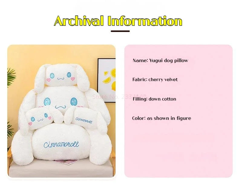 70 / 90 / 110 / 130cm cm Aoger Cinnamoroll Plush Doll – Kawaii Cartoon Stuffed Toy, Car Headrest Pillow & Back Cushion, Birthday Gift