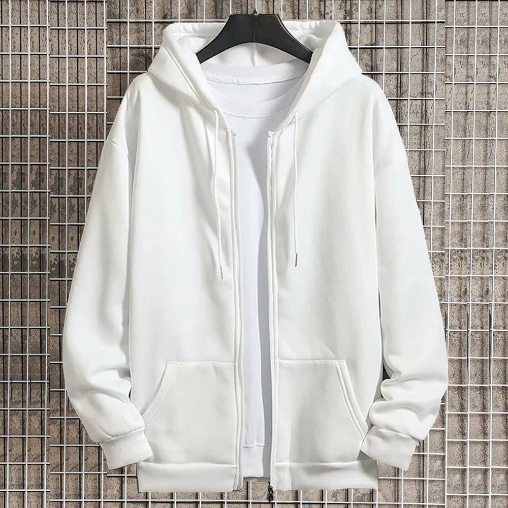 Men's Autumn Zipper Hoodie Jacket – Long Sleeve Loose Fit Casual Streetwear Coat