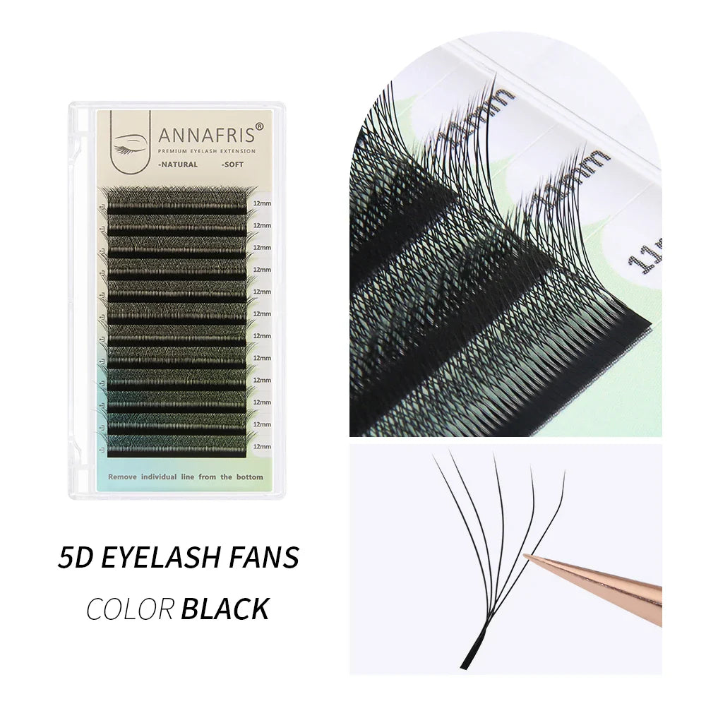 ANNAFRIS Premade Volume Lash Fans – YY 3D 4D 5D W-Shaped Automatic Flowering Mink Eyelash Extensions, Soft & Dense