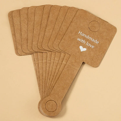 50pcs 4x10cm Self-Adhesive Kraft Paper Jewelry Cards – Bracelet & Necklace Display for Retail Packaging