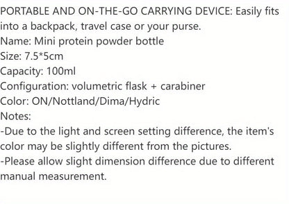100ML Mini Portable Protein Container - Outdoor Sport Powder Bottle with Whey Keychain, Health Funnel & Medicine Box
