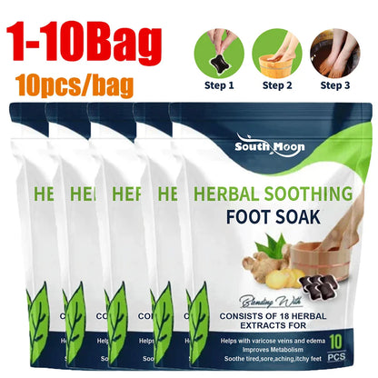 1-10 Bags Foot Bath Gel – Natural Herbal Foot Soak Beads for Detox, Dehumidification, Fatigue Relief & Leg Vein Repair