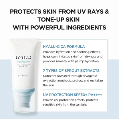 SKIN1004 Korean Centella Sun Serum SPF50+ — Hyaluronic Acid UV Protection for Sensitive Skin