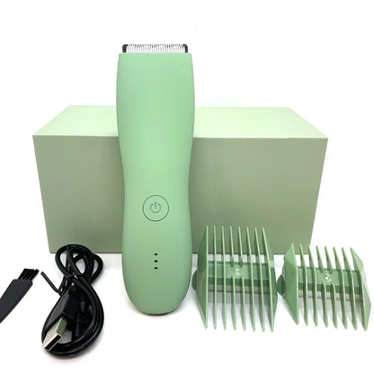 Men's Body Hair Trimmer and Shaver - Electric Groin and Pubic Groomer with Replaceable Ceramic Blade, Waterproof Clipper