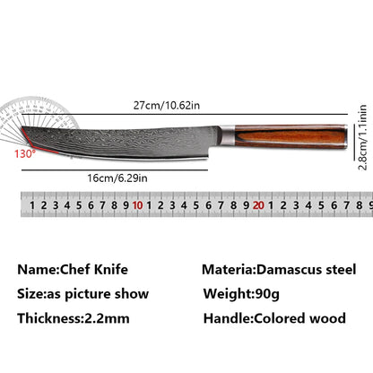 67-Layer Damascus Steel Japanese Chef Knife – Meat Cleaver, Fish & Sushi Slicing, Filleting Kitchen Knife
