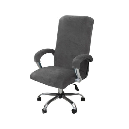 Velvet Office Chair Cover - Black Armchair Protector with Armrest & Gaming Chair Fit