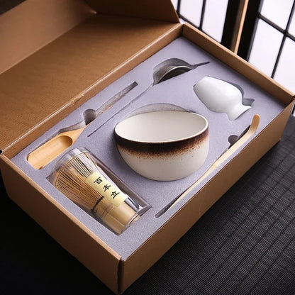 4/6Pcs Bamboo Matcha Tea Whisk Set – Scoop, Brush, Strainer & Bowl for Japanese Tea Ceremony