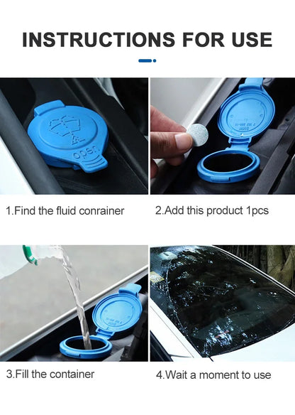Car Windshield Washer Fluid Tablets | Concentrated Effervescent Wiper Cleaning Tablets for Windows & Kitchen