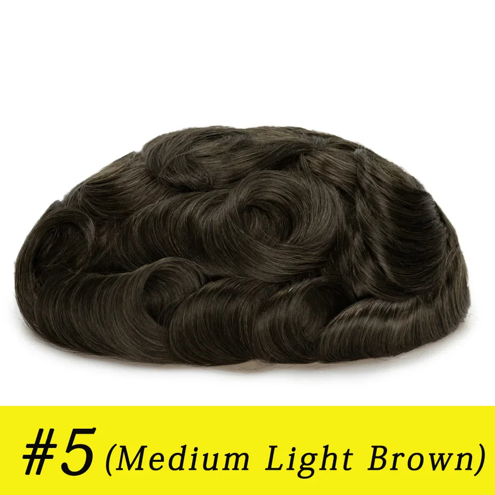 Ultra Thin Skin 0.03mm Men’s Toupee Human Hair Wig – Natural Hair Replacement System Lightweight Male Hairpiece