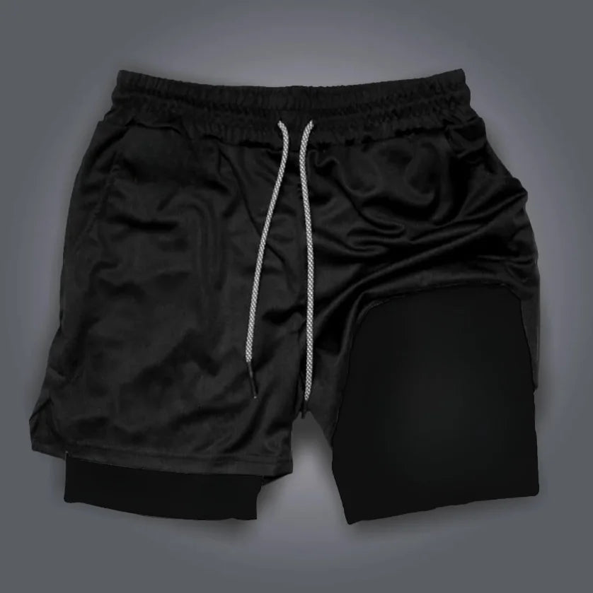 Dragon Ball Men's Double-Layer Shorts - Son Goku Anime Quick-Dry Sports & Fitness Shorts