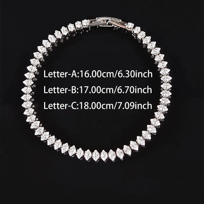 2024 New Luxury Tennis Bracelet – Marquise, Oval & Square Cut Silver Bracelet for Women, Party Gift Jewelry S7062