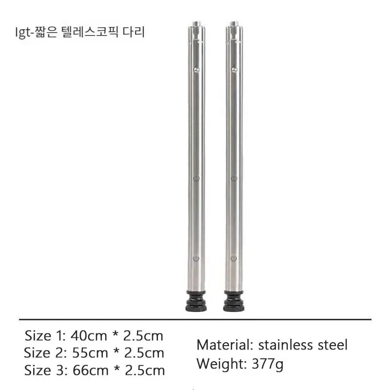 Camping IGT Stainless Steel Telescopic Table Legs – Three-Gear Adjustable Picnic Table Legs for Outdoor Use