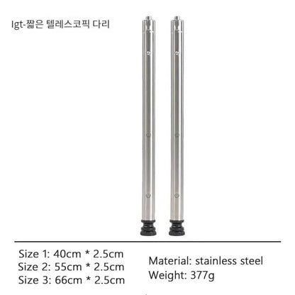Camping IGT Stainless Steel Telescopic Table Legs – Three-Gear Adjustable Picnic Table Legs for Outdoor Use