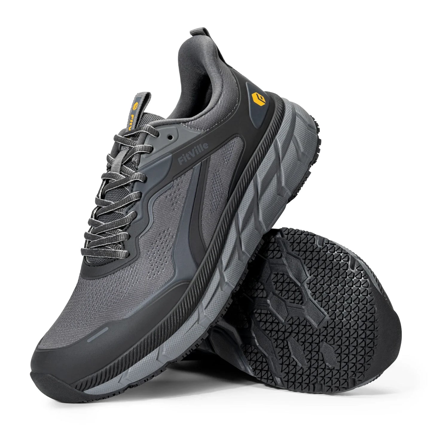FitVille Men’s Wide Toe Box Running Shoes – Cushioned, Non-Slip, Lightweight & Breathable Extra Wide Width Sneakers
